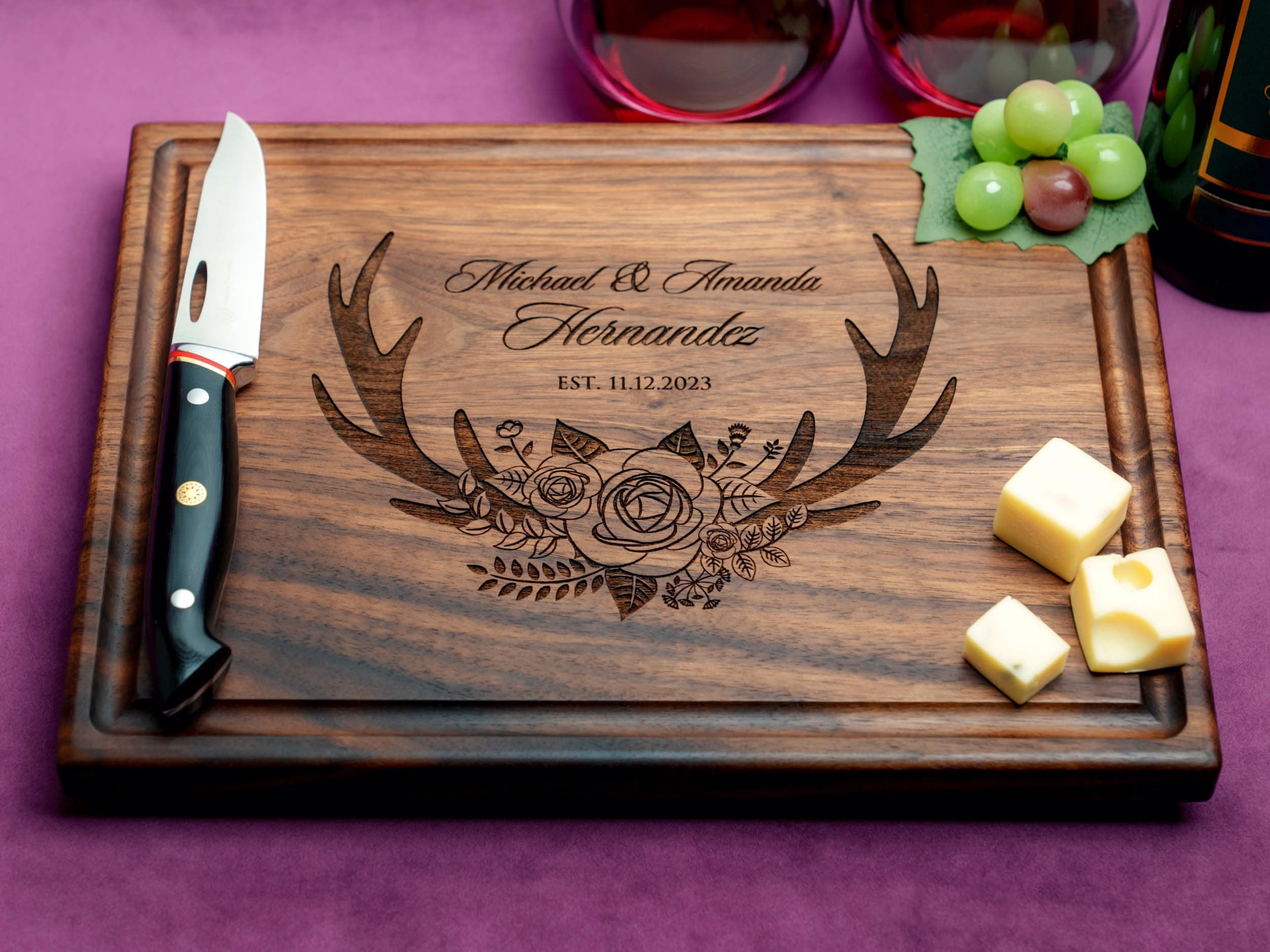 Personalized Handmade Cutting Board Floral