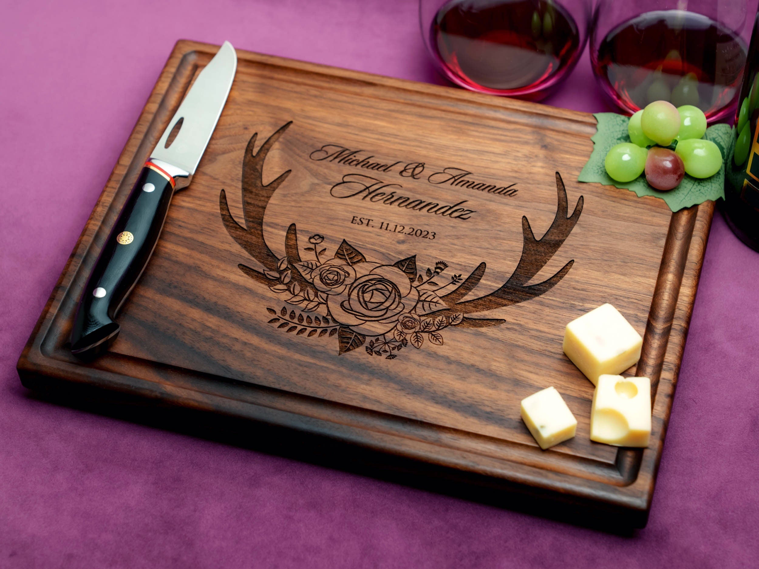 Personalized Handmade Cutting Board Floral