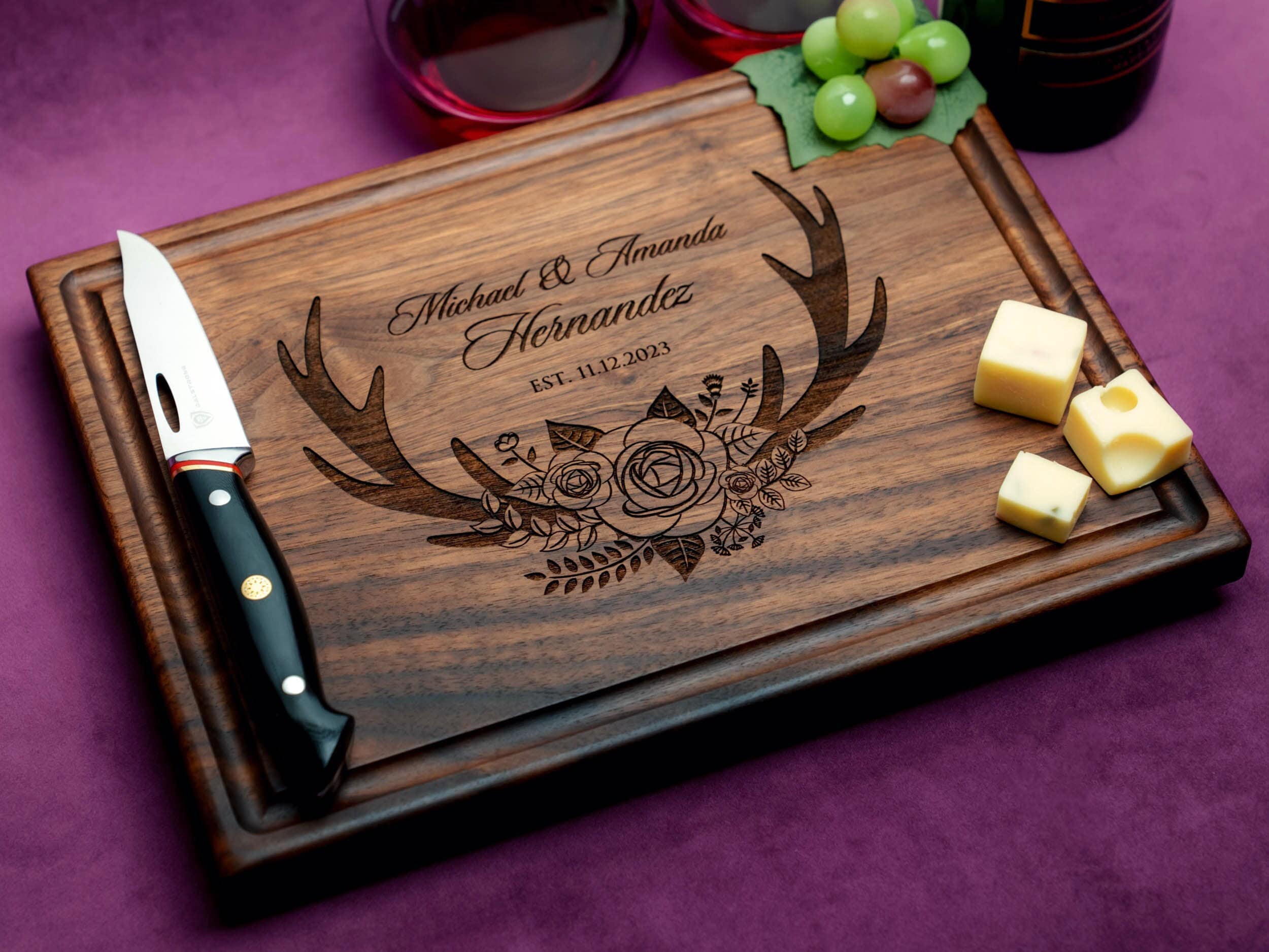 Personalized Handmade Cutting Board Floral