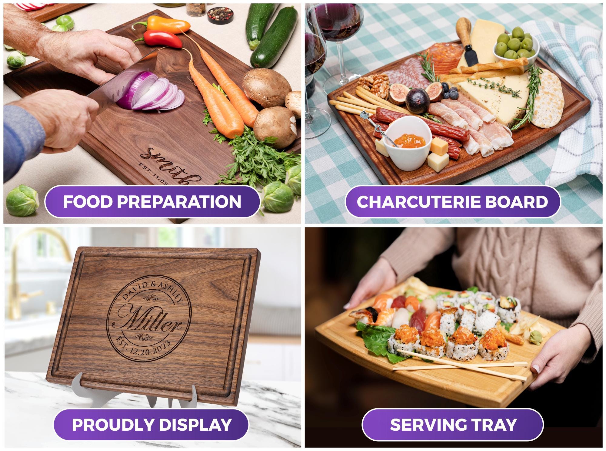 Personalized Handmade Cutting Board Floral