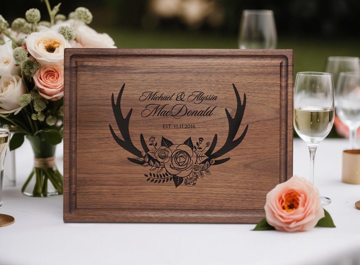 Personalized Handmade Cutting Board Floral