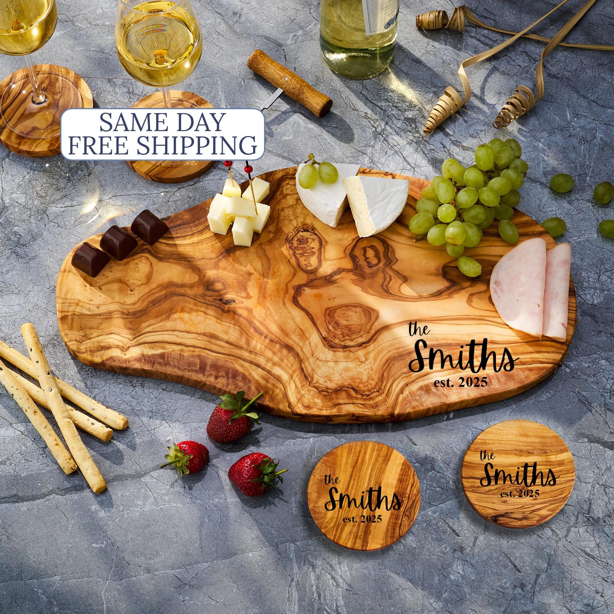 Personalized Charcuterie Board - Olive Wood Cutting Board