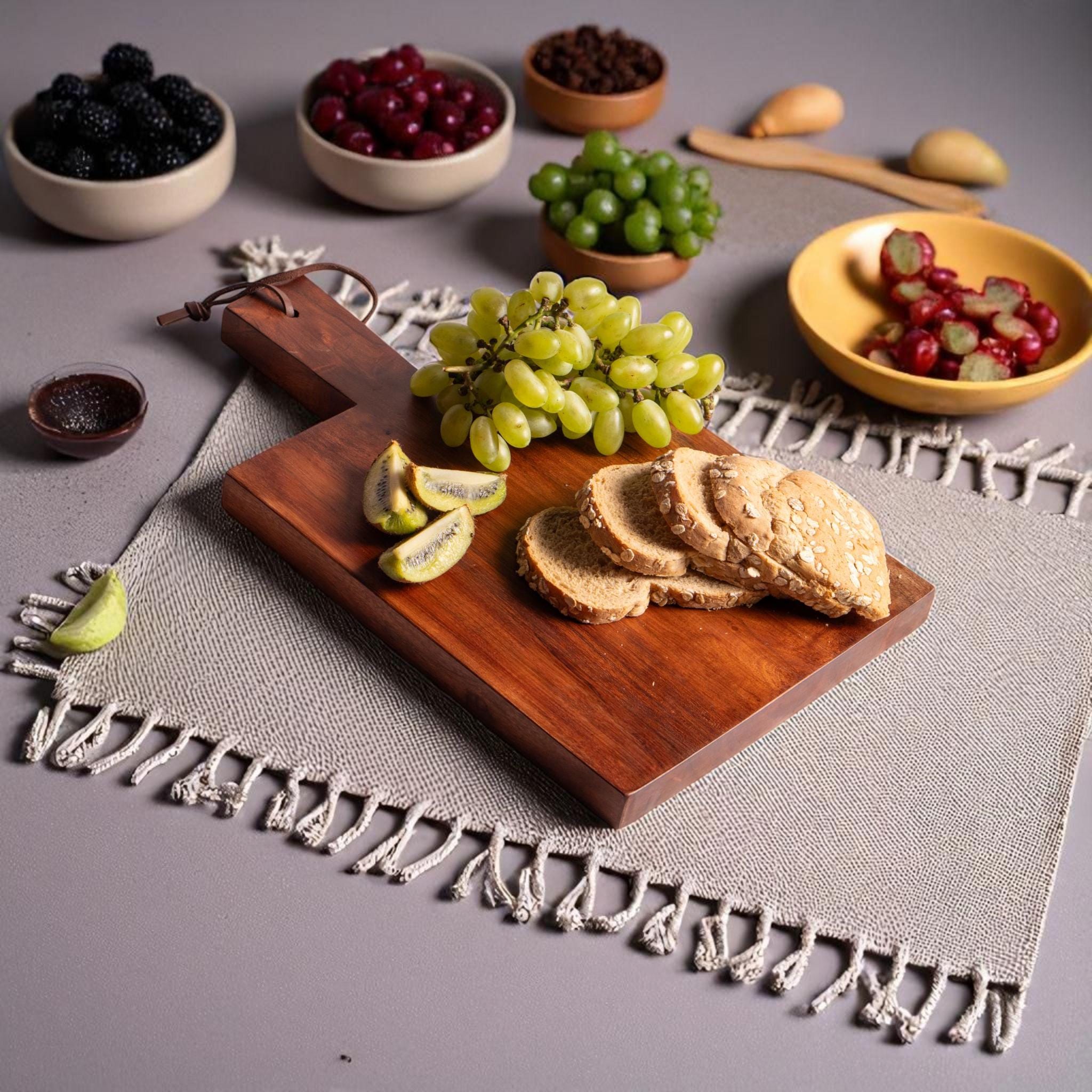 Handcrafted Acacia Wood Cutting Board - Rustic Serving Board